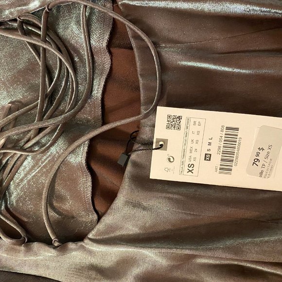 NWT Zara Silver Back Lace Slip Dress - Picture 6 of 7